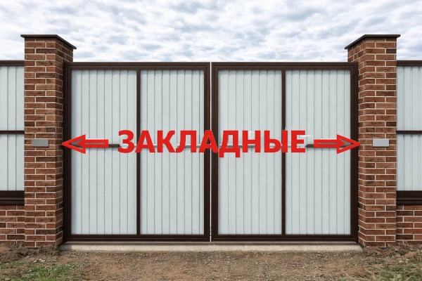 Установка закладных под автоматику для распашных ворот.