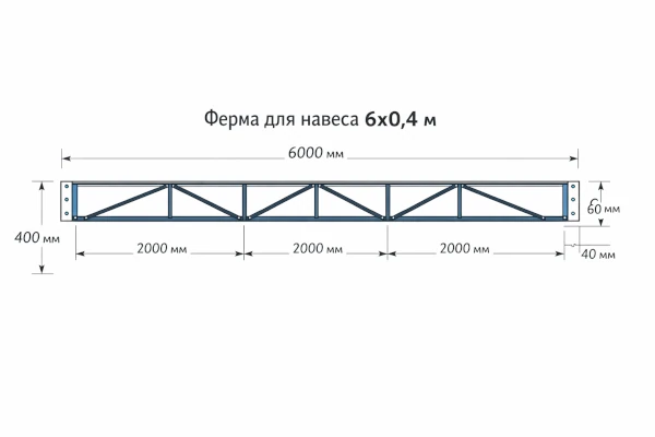 Чертеж фермы прямой для навеса